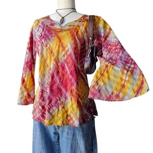 Colorful Boho Fairy Women's Top with Flared Sleeves